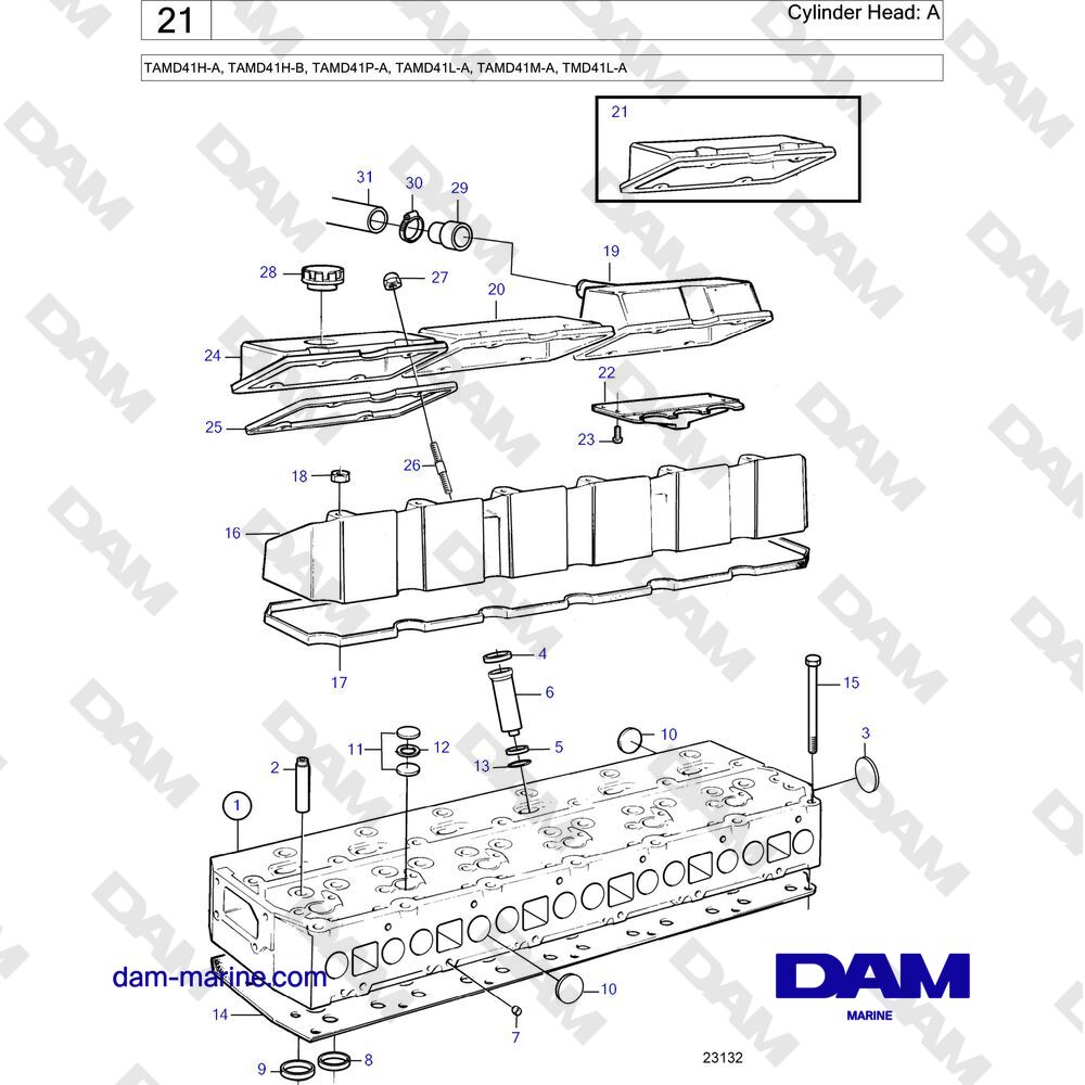Spare parts and exploded views for Volvo Penta TAMD41D
